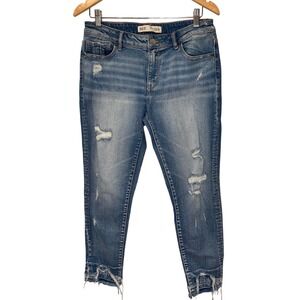 BKE Stella Mid Rise Slim Fit Ankle Distressed Denim Jeans Size 30 Y2K grunge